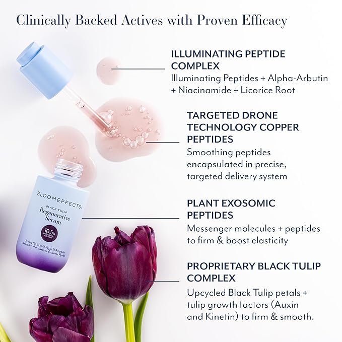Bloomeffects - Black Tulip Regenerative Serum | Firming Exosomic Peptide Ampoule | Cruelty-Free, Non-Toxic Clean Beauty (30 ml | 1 fl oz)