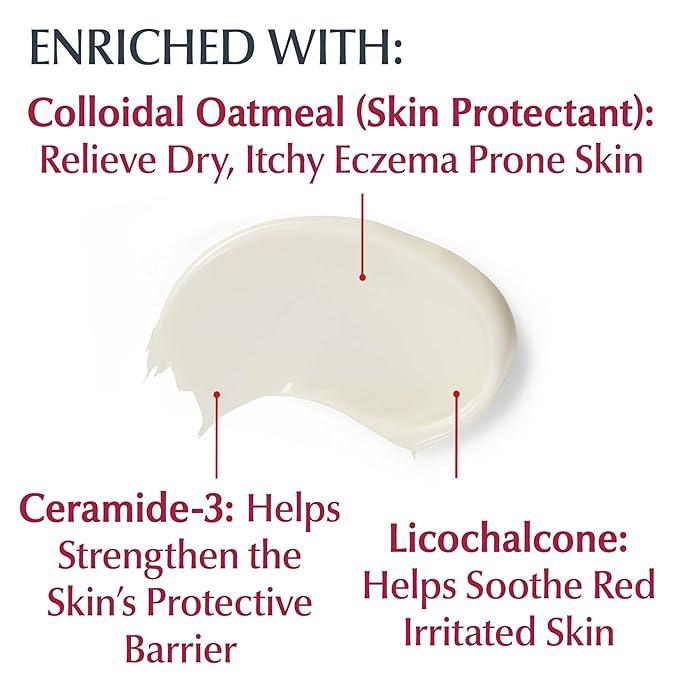 Eucerin Eczema Relief, Full Body Lotion, Moisturizing Eczema Cream with Colloidal Oatmeal (Skin Protectant) and Ceramide 3, 8 Oz Tube