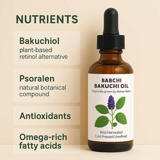 Best Nature's Cosmetics Bakuchi (Babchi) Oil – 100% Pure, Cold Pressed Facial Oil for Skin Care – Bakuchiol-Rich Psoralea Corylifolia Seed Oil – 2 fl oz / 60 ml