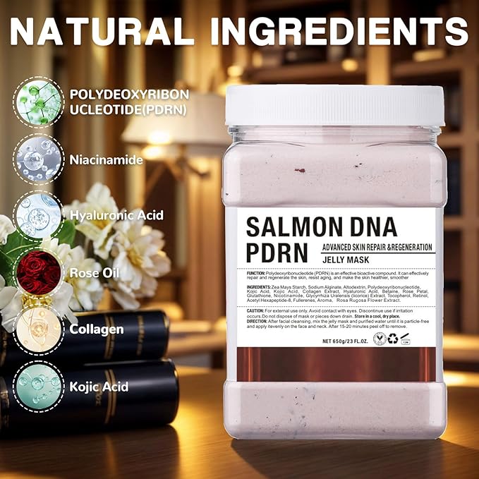 Salmon Mask for Face with PDRN Serum, Jelly Face Mask Texture, Korean Salmon DNA Inspired Formula, Hydrating Gel Mask for Skincare Routine