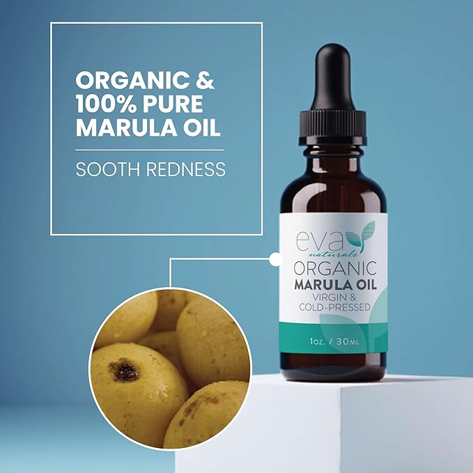 Eva Naturals Marula Oil – 100% Pure Cold Pressed Oil for Face, Hair, Skin & Body – Lightweight Facial & Massage Serum – Moisturizer for Aging Care, Gua Sha & Beard Use – 1 Oz