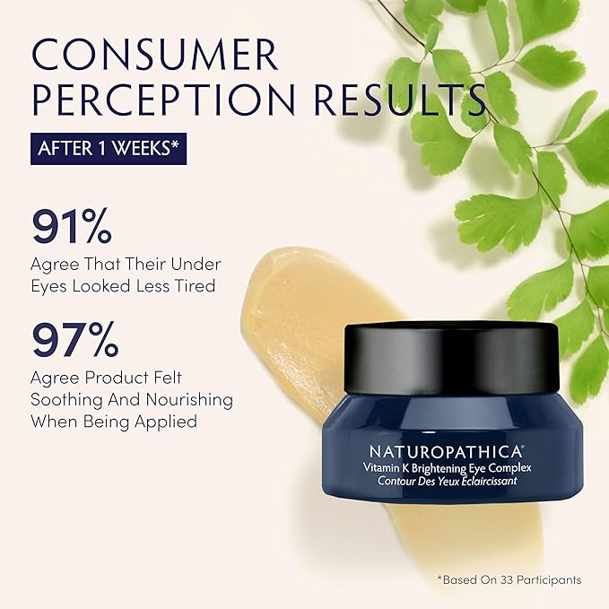 Naturopathica Vitamin K Brightening Eye Complex, Daily Eye Cream for Dark Circles and Puffy Eyes, Under Eye Cream to Help Firm and Revitalize Tired Eyes, 0.5 fl oz