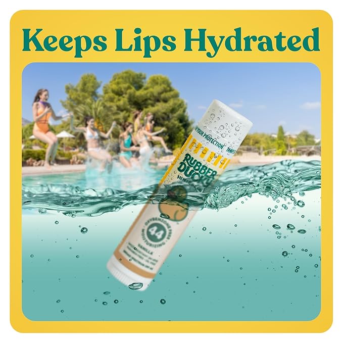 Rubber Ducky | Lip Balm with SPF 44, Water Resistant Sunscreen Lip Balm | Vegan, Untinted, Vanilla Flavor, with Vitamin E | All Season - Broad Spectrum Sunscreen for Lips