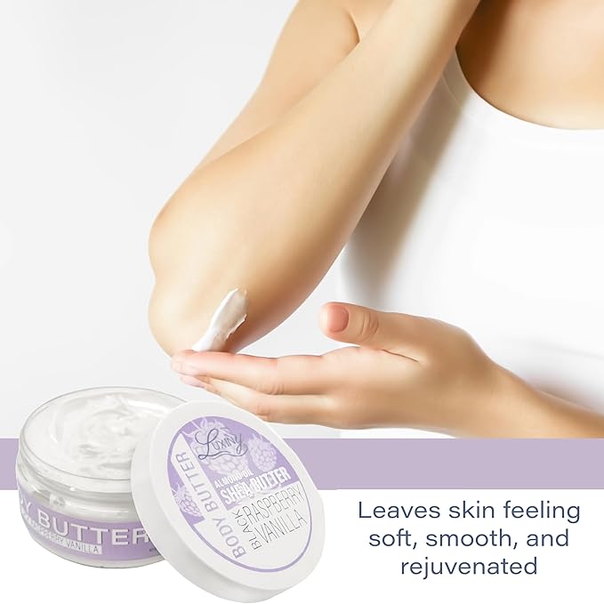 Luxiny Whipped Body Butter for Women & Men – Non-Greasy, Plant-Based Moisturizer with Shea Butter & Essential Oils – Hydrates, Softens & Nourishes Dry Skin (8 oz, Black Raspberry Vanilla)