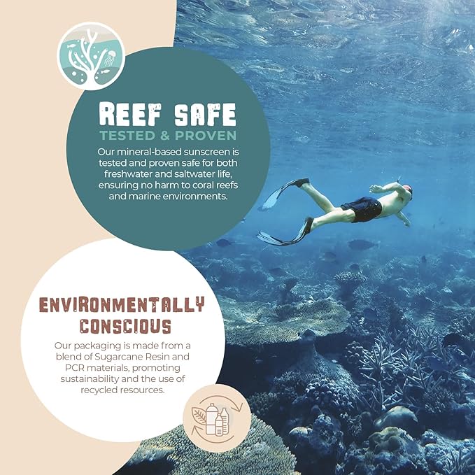 Happy Ocean Reef Safe Sunscreen SPF 45 – Biodegradable Mineral Zinc Oxide Lotion, Water Resistant, Travel Size 2.5 oz, Face & Body