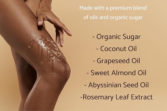 Sandalwood Sugar Body Scrub – Exfoliating & Moisturizing Scrub with Premium Oils & Fair-Trade Sugar – Body, Hand & Foot Scrub – Vegan & Natural Skincare – 10 oz Jar – Made in USA