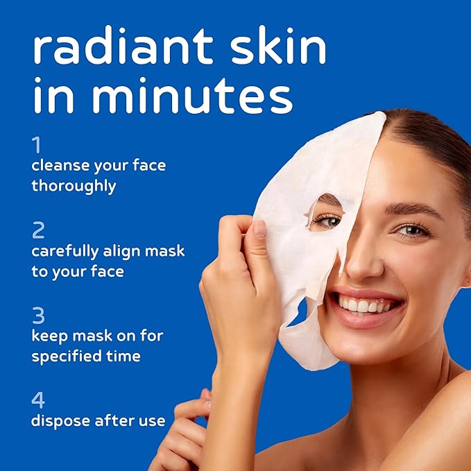 PB & JAY Purenature Facial Mask – Premium Quality Korean Sheet Mask for Firm, Supple Skin – Korean Collagen Essence Hydrating Facemask Sheet (Collagen)