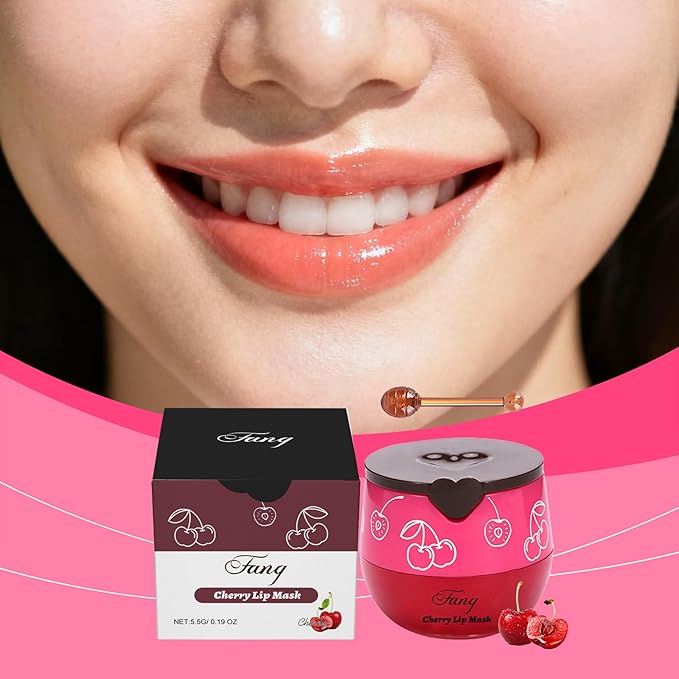 Lip Mask for Overnight Repair - Hydrating Lip Sleeping Mask with Vitamin E & Coconut Extract - Moisturizing Lip Balm Pack for Dry Lips, Non-Sticky Honeybalm Formula (Cherry)