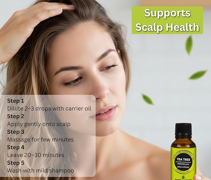 Earth N Pure Tea Tree Essential Oil Steam Distilled, Natural and Therapeutic Grade for Scalp & Skin Care with Glass Dropper | 15 ML