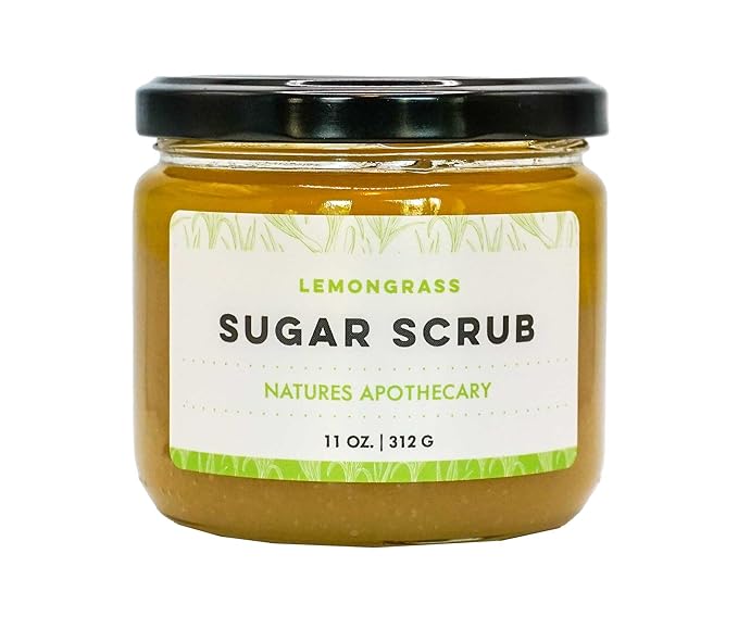 Lemongrass Organic Sugar Scrub for Glowing, Smooth, and Healthy Skin, Hypoallergenic, All-Natural, Plant-Derived, Made in USA by DAYSPA Body Basics