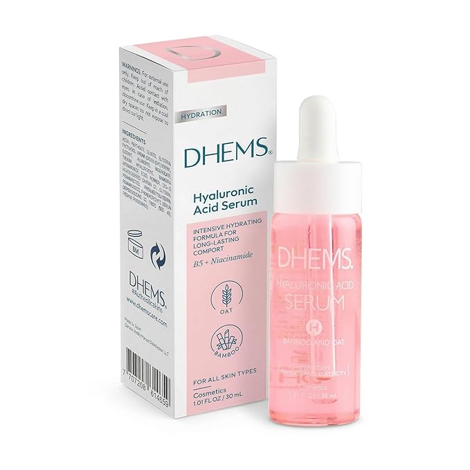 Hyaluronic Acid Serum with Bamboo & Oat, Barrier Repair Hydration Formula with Vitamins B3 & B5 for Firmness, Elasticity & Smoother Skin, 1.01 fl oz