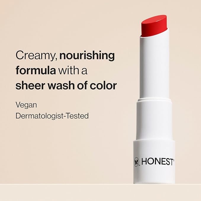 Honest Beauty Moisturizing Vegan Tinted Lip Balm, Antioxidant-Rich Acai Extracts, Avocado Oil Paraben-Free, Cruelty-Free, Blood Orange