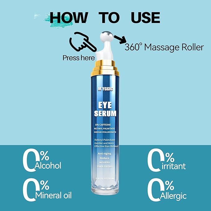 Caffeine Eye Cream for Dark Circles, Pro-Retinol Eye Serum Anti Aging to Reduce Wrinkles & Puffiness & Fine Lines, 0.67 fl oz / 20 mL