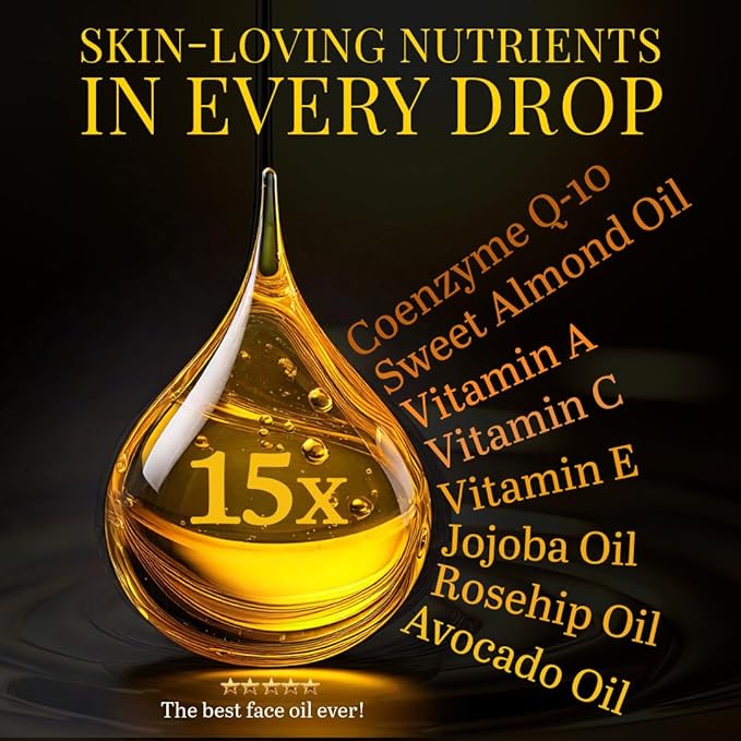 Q-10 Face Oil | 15 in 1 Powerful Anti-Aging Facial Oil with CoQ10, Vitamin C & E | Hydrating, Lightweight Oil for Radiant Skin