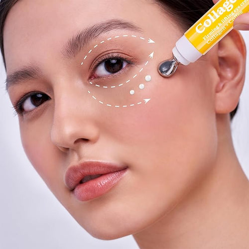 7DAYS Eye Cream Korean Skin Care with Cooling Eye Massager – Collagen Under Eye Cream for Dark Circles, Puffiness & Bags, Anti Aging, Firming & Tightening Eye Care | 0.6 fl oz / 18 ml