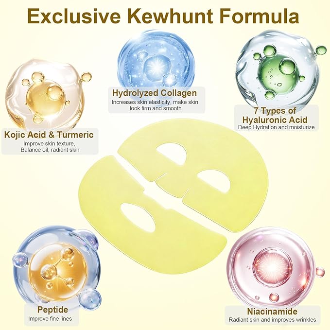 Kojic Acid Turmeric Gel Mask,Overnight Face Mask,Jelly Gel Collagen Mask with Niacinamide,Peptide for Glass Glow Skin - Elasticity, Firming, Smoothing,Fine Lines,Skincare 5ea Mothers Day Gifts for Mom