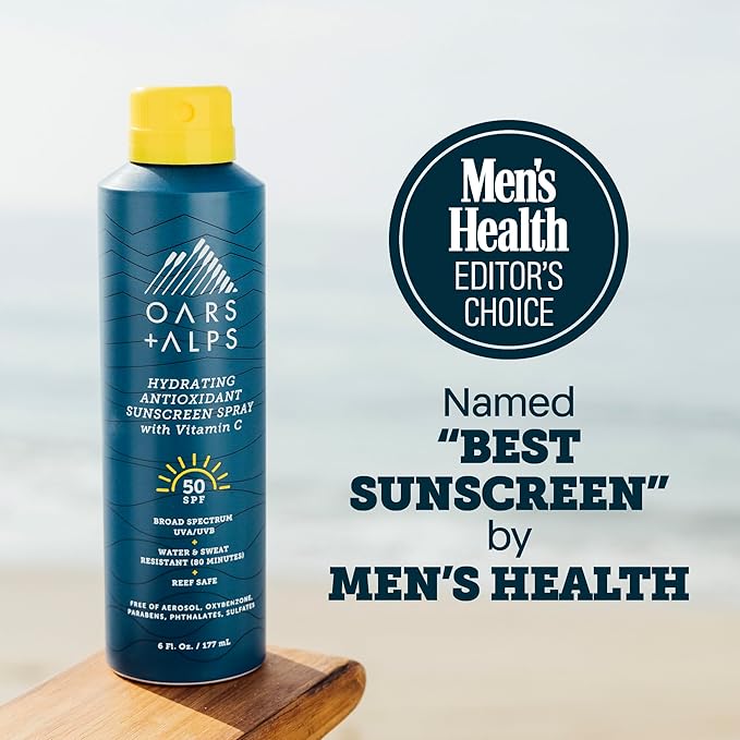 Oars + Alps SPF 50 Face & Body Broad Spectrum Sunscreen Spray | Fast-Absorbing, Lightweight, Non-Greasy, Hawaii Reef Act 104 Compliant, Water-Resistant, Octinoxate + Oxybenzone Free, 6 Oz, 1 Pack