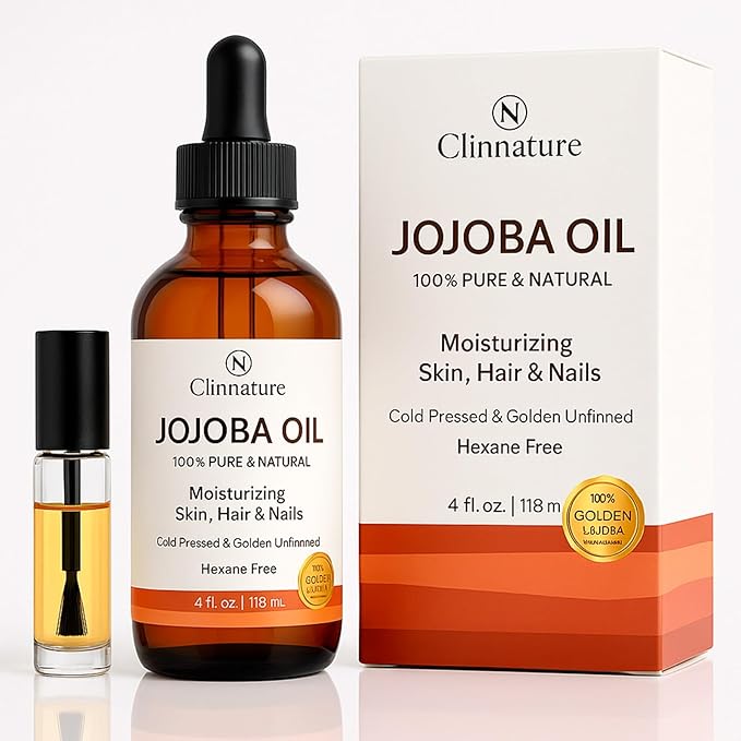 Jojoba Oil for Nails & Cuticles – 100% Pure & Cold-Pressed Nail Oil for Stronger, Healthier Nails – Deep Cuticle Moisturizer for Dry, Cracked Skin – Hexane-Free, Fast Absorbing