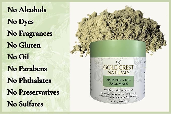 Moisturizing Face Mask For Dry Skin - Organic & Natural Skincare With Neem & Clay - Hydrates & Softens Skin - 100% Plant-Based, Cruelty-Free, Preservative-Free, & Eco-Friendly, 7 oz