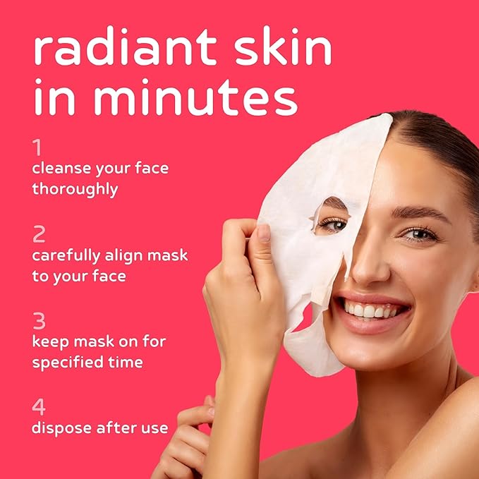 PB & JAY Purenature Facial Mask – Premium Quality Korean Sheet Mask for Soft, Calm Skin – Korean Collagen Essence Hydrating Facemask Sheet (Rose Water)