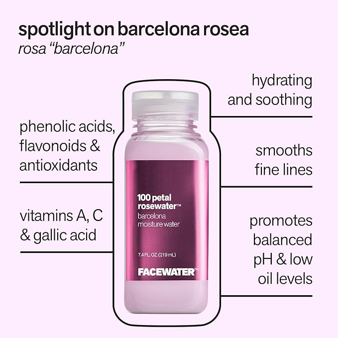 Facewater 100 Petal Rosewater Barcelona Moisture Water