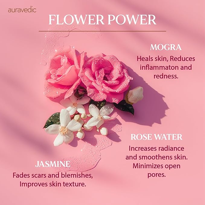 Auravedic Rose Water Toner Spray for Face | Natural Facial Mist for Glowing Skin with Damask Rose | Hydrates, Soothes & Clarifies | Maintains Skin's pH | 3.38 Fl Oz (100ml)