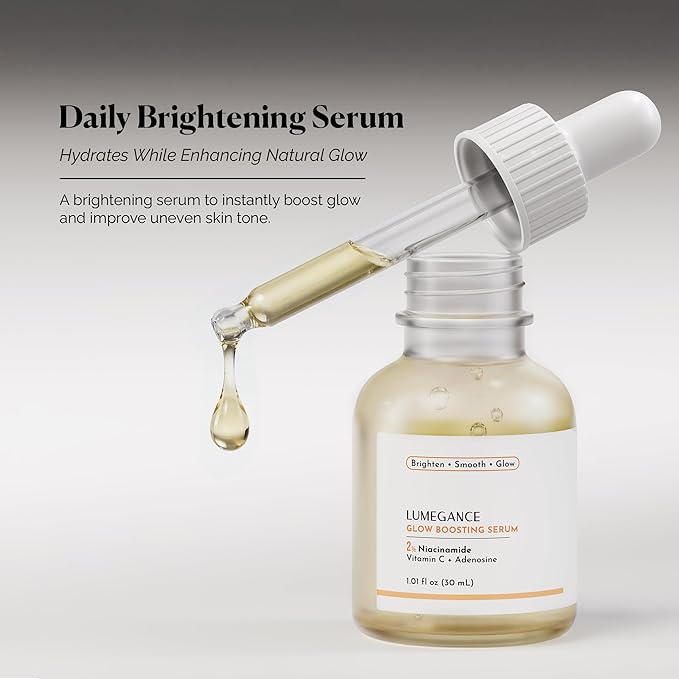 Lumegance Vitamin C Serum With Niacinamide, Hyaluronic Acid & Adenosine – Hydrating Serum for Glowing Skin – Gentle Skin Brightening for Even Tone – Gentle Korean Skincare for Hydration & Fine Lines