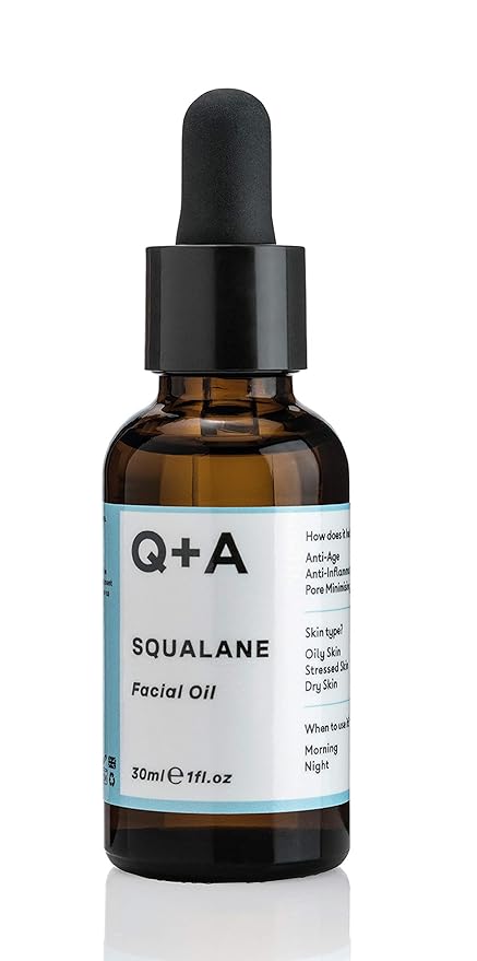 Q+A Squalane Facial Oil (30ml), Natural Hydrating Oil for Soft, Supple Skin, Vegan Formula Derived from Olive Oil, Fragrance Free Skincare, Delivers Deep Hydration for Silky Skin