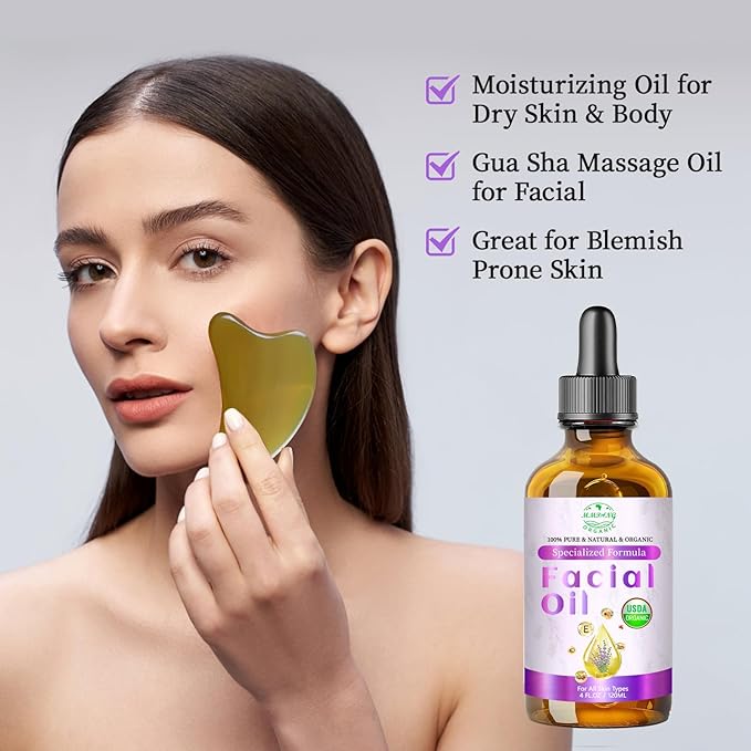 Lavender Oil for Face, Organic Facial Oils with Rosehip, Vitamin E, Frankincense & Pomegranate, USDA Certified Cold Pressed 100% Natural Anti-Aging for Moisturizing, Brightening - 4oz / 120ml