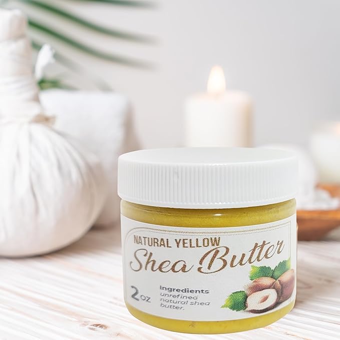 Raw African Shea Butter Travel Size – 2 oz Pure Unrefined Shea Butter for Skin, Hair & Face – Traditional – Plant-Based Body Cream for Dry, Rough Areas - Yellow