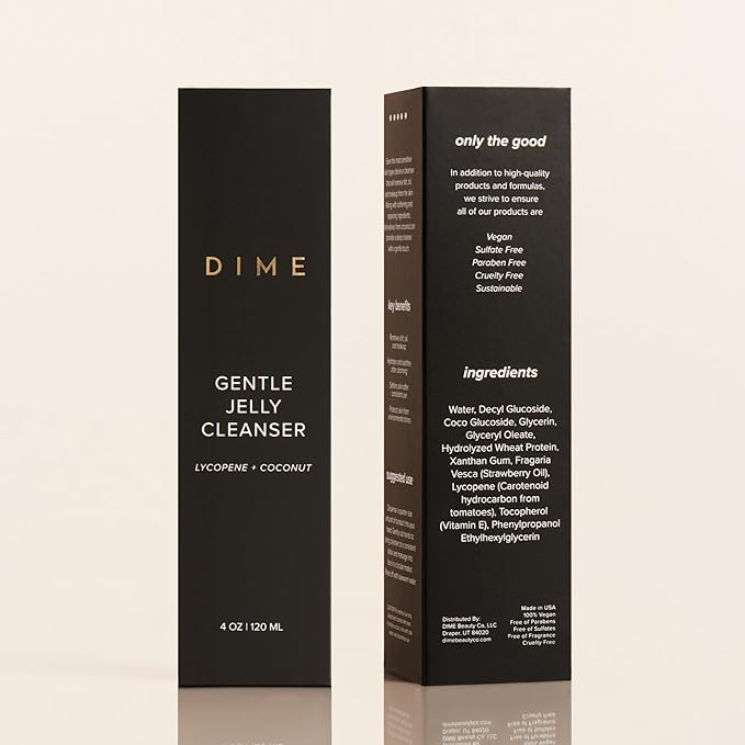 DIME Beauty Gentle Jelly Cleanser - Non-Foaming Hydrating Gel Face Wash and Makeup Remover with Vitamin E and Coconut, Sensitive and Oily Skin, Vegan, Cruelty-Free, 4 oz / 120 ml