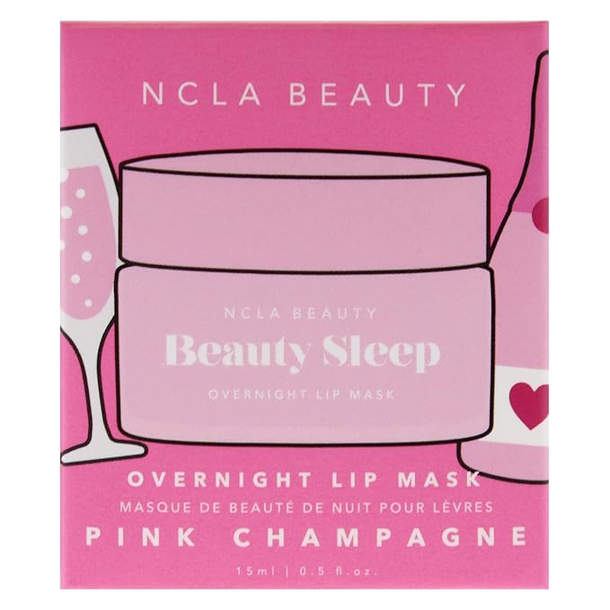 NCLA Beauty Sleep Overnight Lip Mask - Lip Mask for Women - Nourishes and Hydrates with Castor Seed Oil and Shea Butter - Pink Champagne - 0.5 oz
