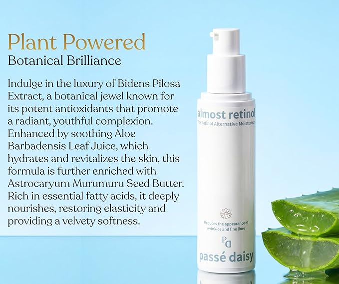 Passé Daisy, Almost Retinol Sérum, Daily Renewal, Face Care, Skin Booster, Age-Defying, Vitamins, Antioxidants, Softens Look of Fine Lines, Sensitive Skin, Lightweight, Natural Formula, 1.69 Fl Oz.