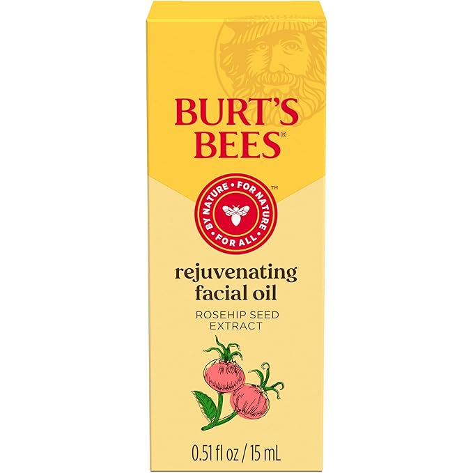 Burt's Bees Gua Sha Face Oil With Rosehip Seed Extract,Reduces Appearance of Fine Lines and Wrinkles,Use with Ice Roller & Facial Tools,Natural Origin Skin Care,0.51 fl. oz.,(Pack of 2)