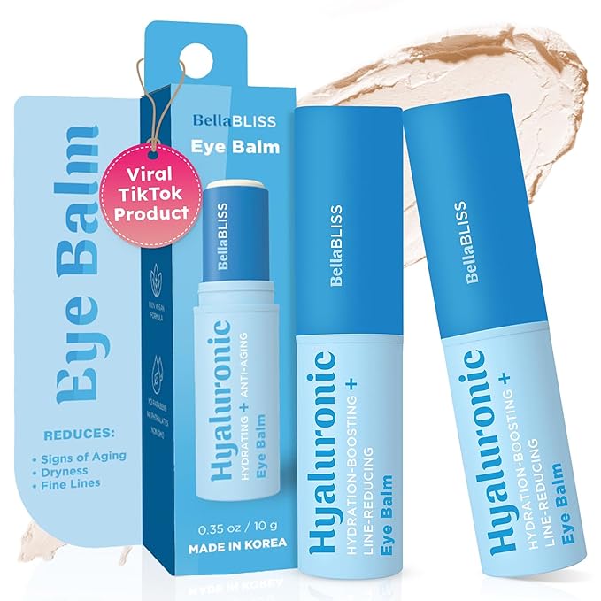 Bella Bliss Hyaluronic Eye Balm – Hydrating Under Eye Cream for Fine Lines, Puffiness & Dryness – Anti-Aging Formula – With Hyaluronic Acid – Made in Korea – 0.35 oz / 10g – Pack of 2