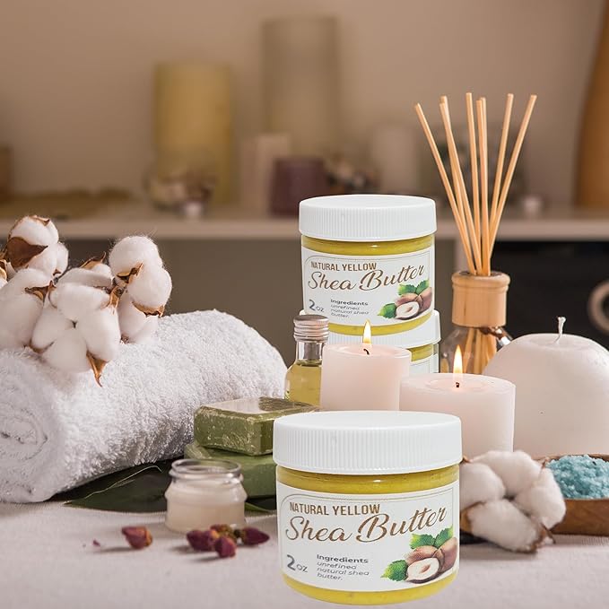 Raw African Shea Butter Travel Size – 2 oz Pure Unrefined Shea Butter for Skin, Hair & Face – Traditional – Plant-Based Body Cream for Dry, Rough Areas - Yellow
