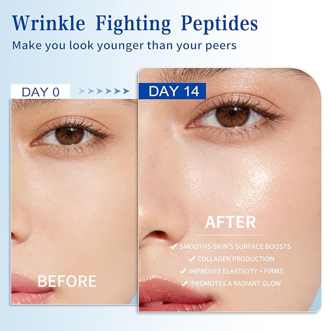 6X Collagen Peptides Serum, Anti-Aging Hydrating Serum for Plump & Firm - Looking Skin, Peptides Serum for Face - Fine Lines & Wrinkles & Radiance, with Multi Peptide and Deep Collagen(1.5 ml*30)