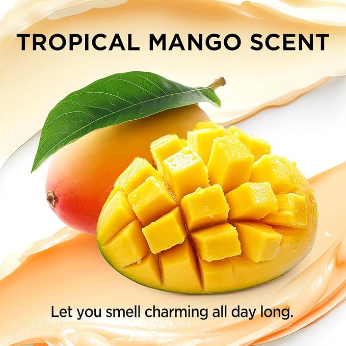Mango Whipped Body Butter, Whipped Body Butter for Women, Mango Shea Body Moisturizer for Dry Skin, Gentle Hydration with Long Lasting Moisture-3.4 floz+6.8 floz