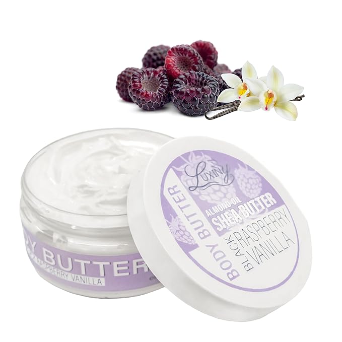 Luxiny Whipped Body Butter for Women & Men – Non-Greasy, Plant-Based Moisturizer with Shea Butter & Essential Oils – Hydrates, Softens & Nourishes Dry Skin (8 oz, Black Raspberry Vanilla)