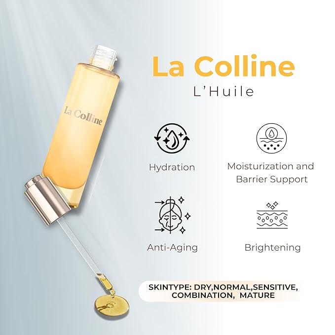 La Colline NativAge L’Huile Facial Oil - Squalane & Argan Oil for Gua Sha, Dermaplaning, and Hydration, Swiss-Made for All Skin Types, Non-Comedogenic