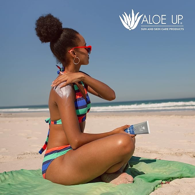 Aloe Up Sport Sunscreen Body Lotion SPF 50 – Broad Spectrum Sunblock With Aloe Vera Gel – Non-Greasy,Skin Sun Protection,No White Cast – Reef Friendly – Water Resistant 80 Minutes–Fragrance-Free–3 Oz
