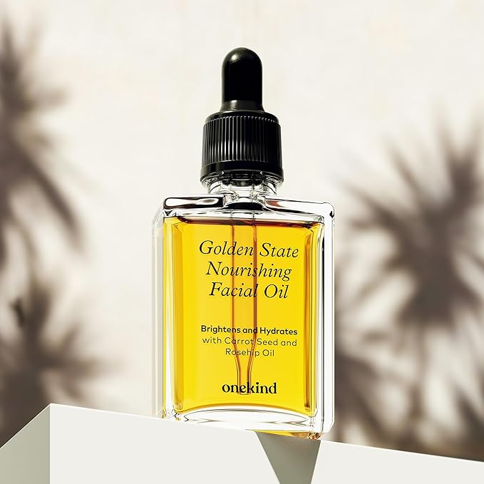 Onekind Golden State Anti Aging Botanical Face Oil with Rosehip Seed Oil, Sea Buckthorn Extract, Carrot Seed to Visibly Brighten, Firm, and Hydrate - Nourishing and Hydrating for Dry Skin (Pack of 2)
