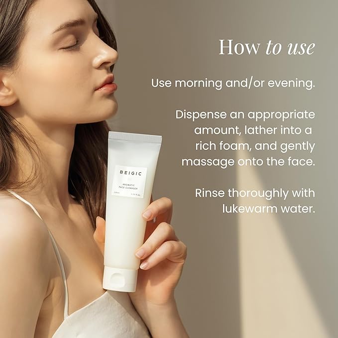 BEIGIC Aromatic Face Cleanser - Gentle Foaming Vegan Face Wash with Hyaluronic Acid & Micellar Water for sensitive skin