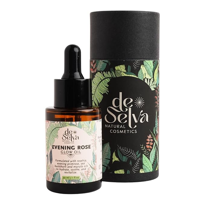 DeSelva Evening Rose Glow Oil – Hydrating Face Oil with Squalane, Rosehip & Marula Oil | Lightweight & Nourishing for All Skin Types | Floral Rose Scent | 1 fl oz