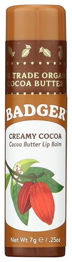Badger, Creamy Cocoa Lip Balm Stick, 0.25 Ounce
