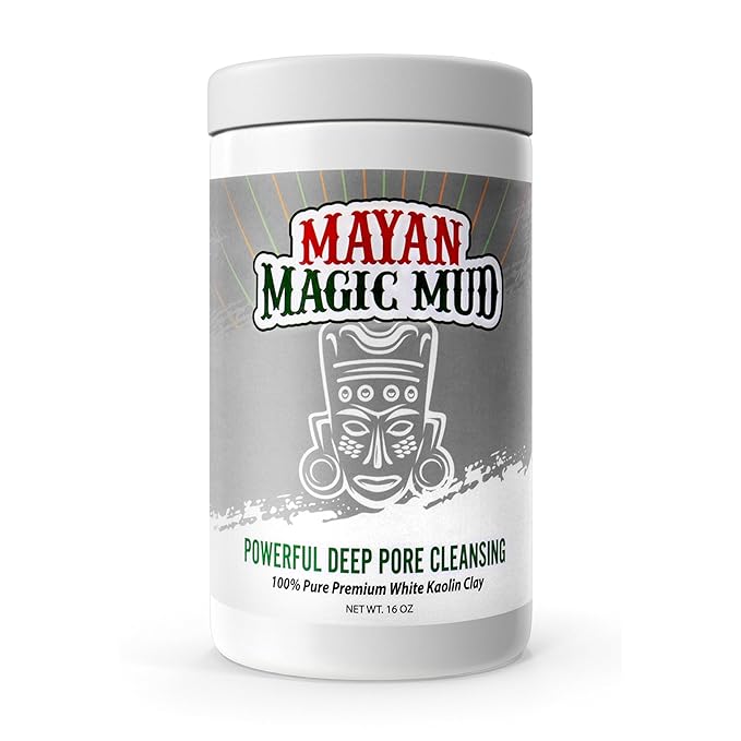 Mayan Magic Mud Powerful Deep Pore Cleansing White Kaolin Clay - Natural Face Mask Peel For Men And Women - USA Made Full Facial Skin Care - Spa Level Beauty Products That Cleanse Skin - 16 Oz