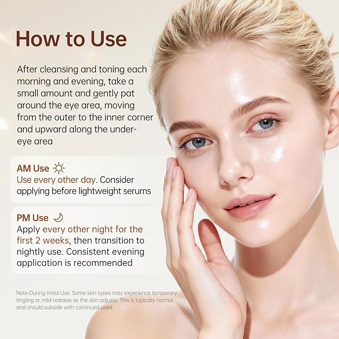 BOLI Caffeine Eye Cream, Hyaluronic Acid Niacinamide Peptides for Puffy Bags Fine Lines Dark Circles, Under Eye Cream