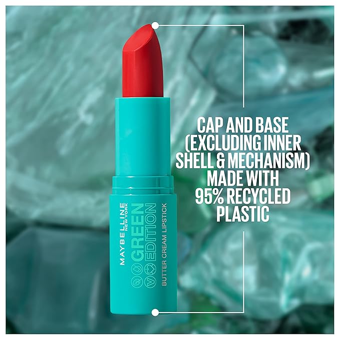 Maybelline Green Edition Butter Cream High-Pigment Bullet Lipstick, Juniper, Pink Mauve, 0.12 oz