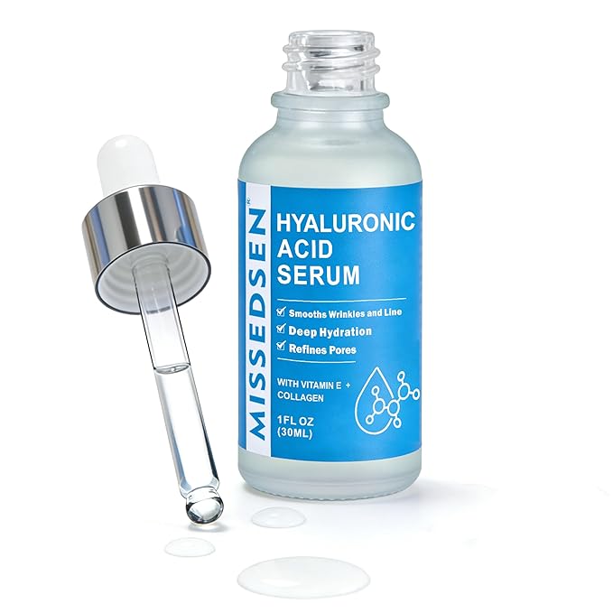 Hyaluronic Acid Serum with Collagen Vitamin E Oil for Skin Care, Hydrating, Brightening Serum for Face anti aging for All Skin Types Daily Use 1Fl oz