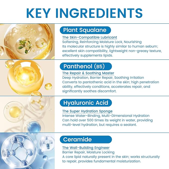 Squalane Face Cream, Ceramide Face moisturizer for Women with Hyaluronic Acid & Panthenol, Moisturizing Treatment for Dry Sensitive Damaged Skin, Nourishing Plant-Derived Formula, 4.59oz Value Size